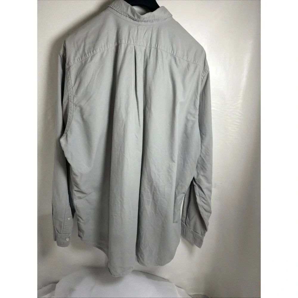 Vintage Ralph Lauren Button Down Shirt Men Gray Cotton Oxford Long Sleeve 2XL
